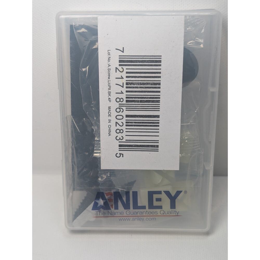 ANLEY Black License Plate Screw Kit 4 Piece New